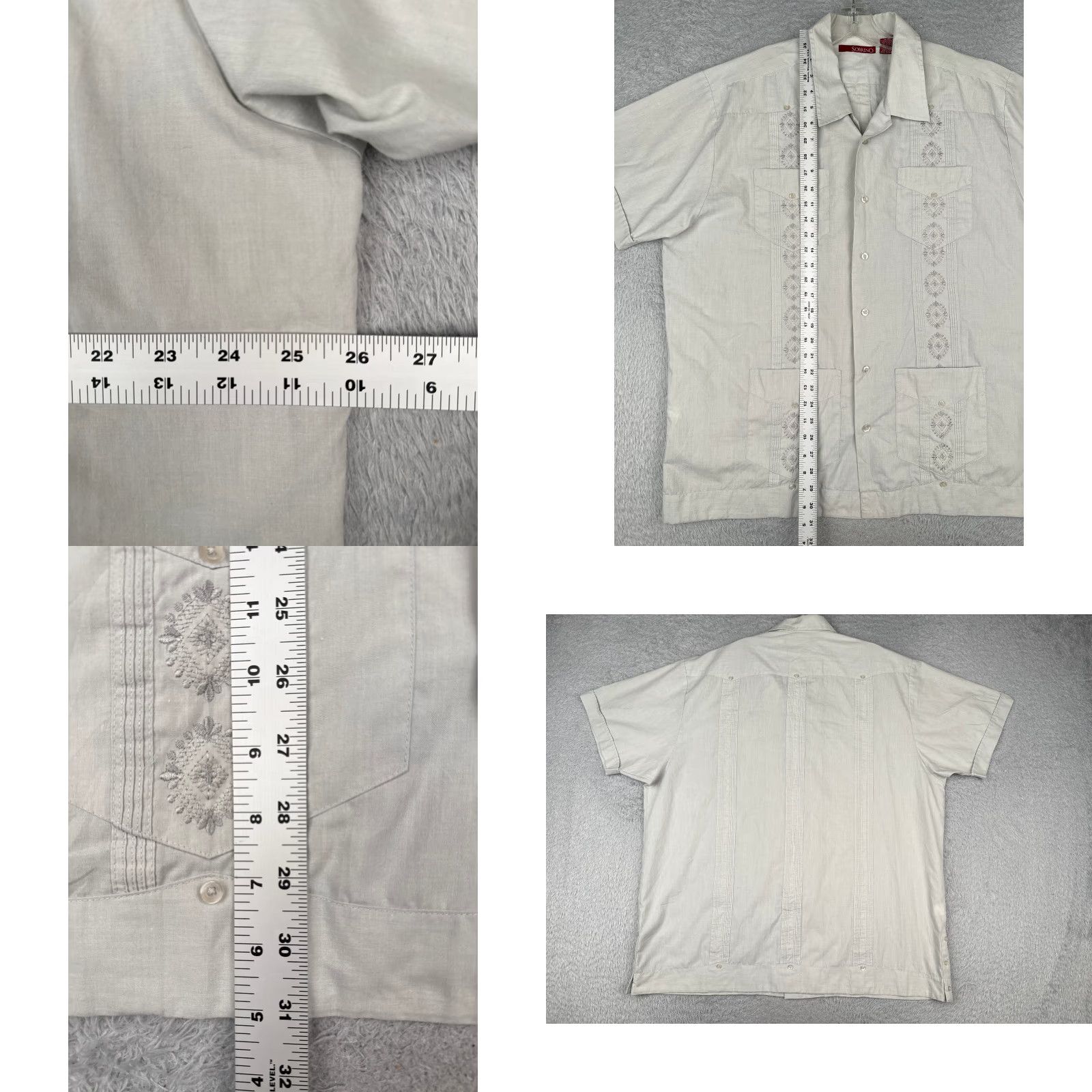 Vintage Sobrino Shirt Button-Up Adult XL Gray Polyester Blend 4 Pocket Collared Short Sleeve 48 in Chest Regular Mens Designer Vintage No Size US XL / EU 56 / 4 - 8 Thumbnail