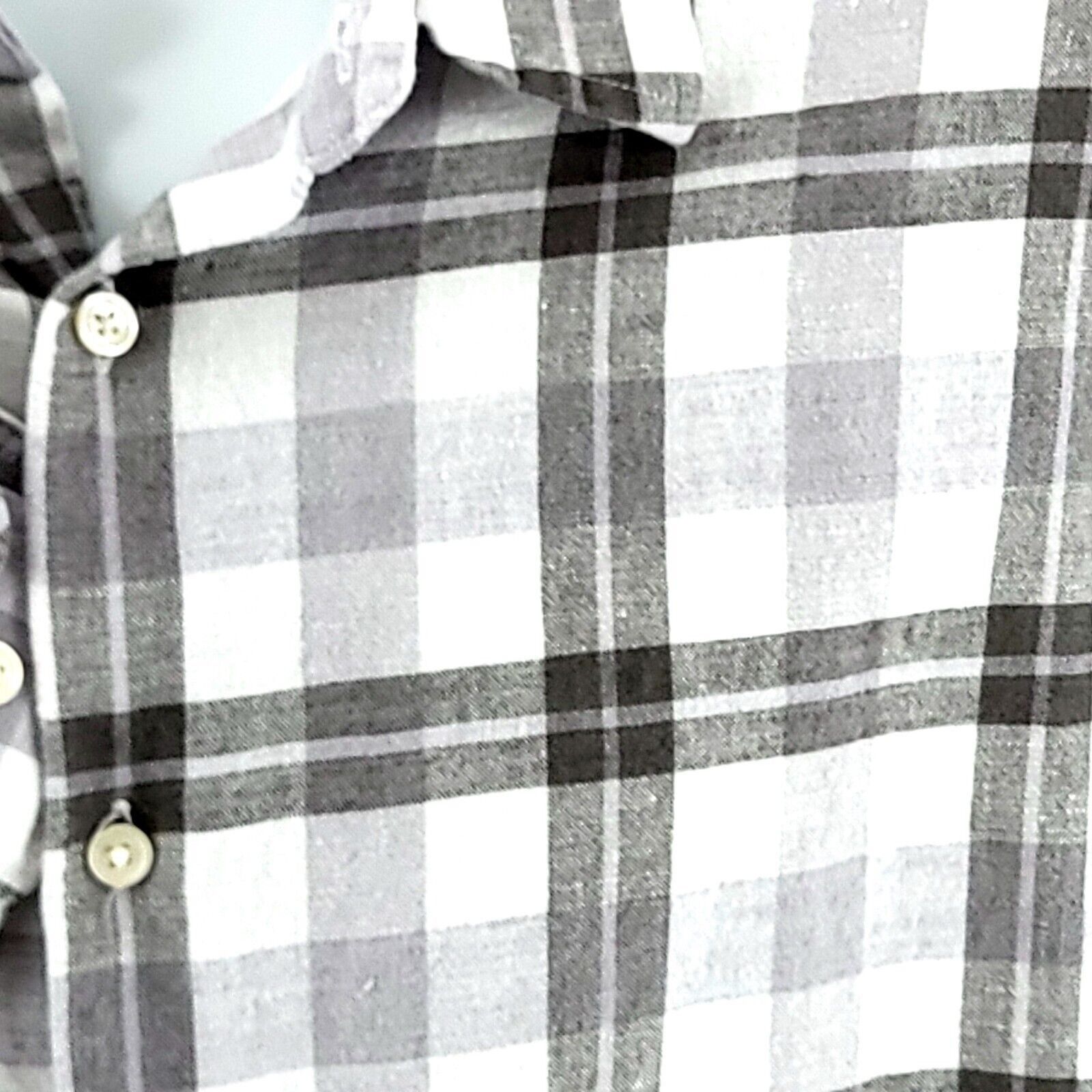 Banana Republic Banana Republic Linen Blend Gray White Plaid Large Collared Size US L / EU 52-54 / 3 - 2 Thumbnail