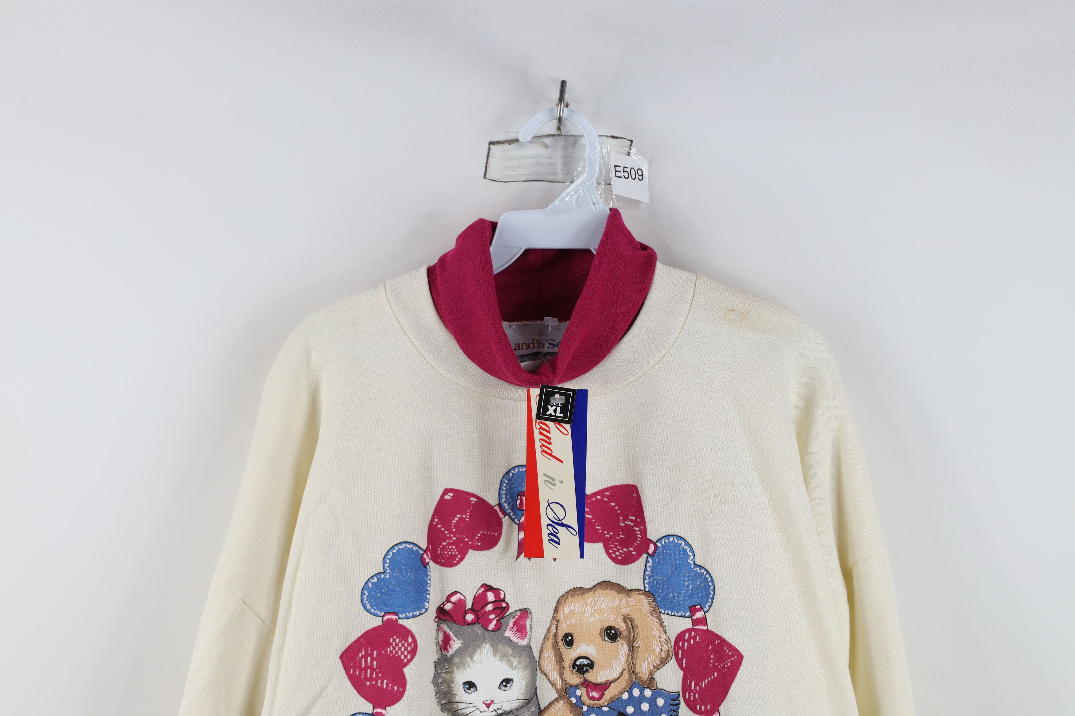 Vintage Deadstock Vintage 90s Streetwear Puppy Turtleneck Sweatshirt Size XL / US 12-14 / IT 48-50 - 2 Thumbnail
