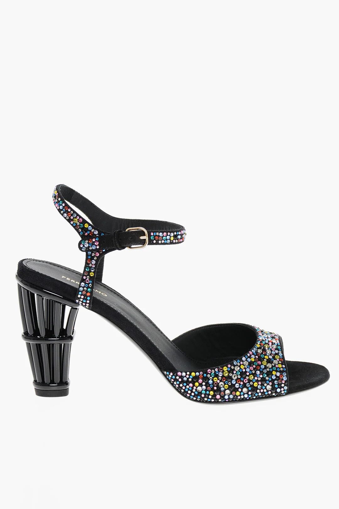 Salvatore Ferragamo og1mm0426 Crystals & Statement Heel Sandals in Black Size US 6 / IT 36 - 1 Thumbnail
