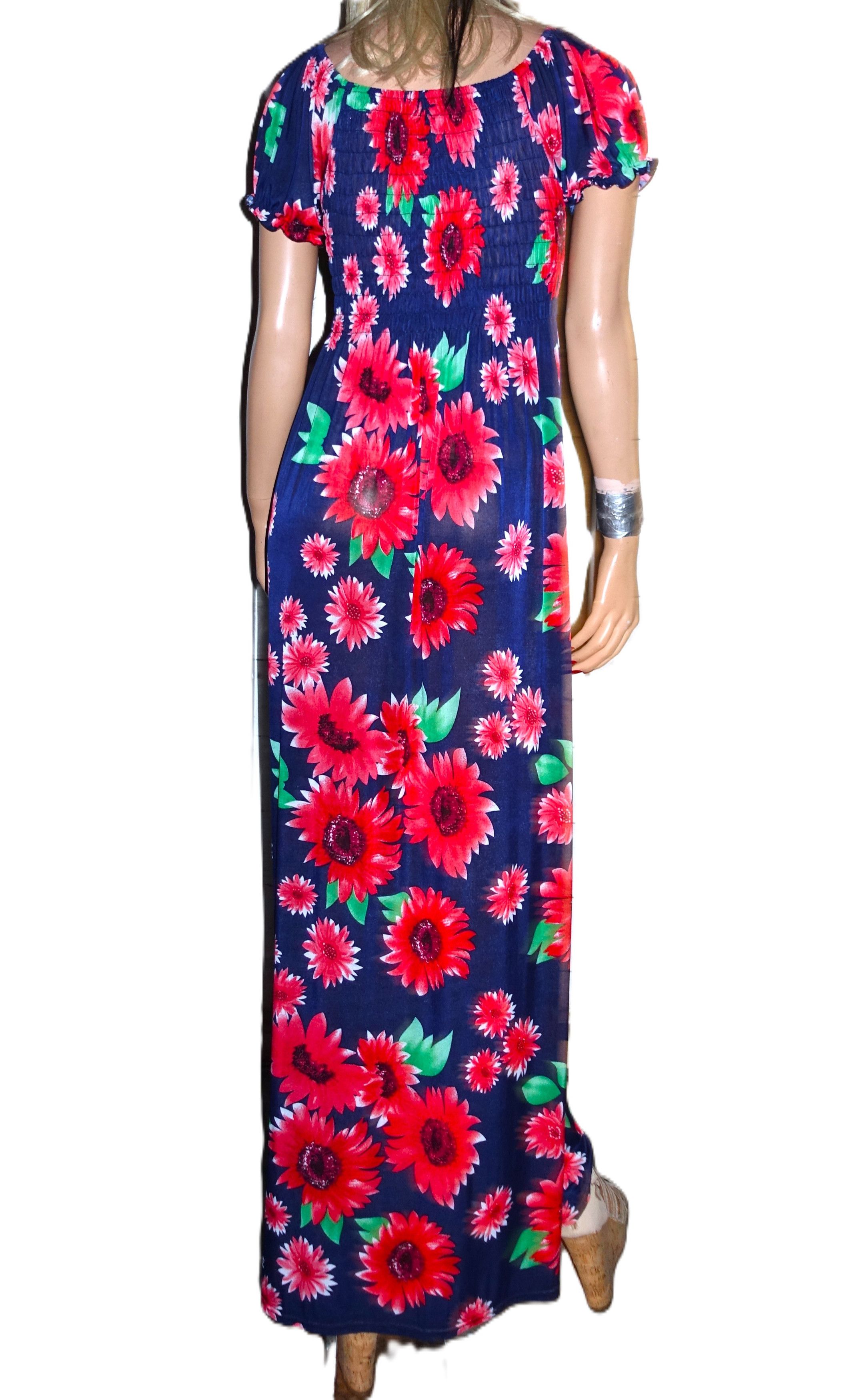 Vintage Navy Blue Floral Crinkle Bodice Maxi Dress S Size S / US 4 / IT 40 - 6 Thumbnail