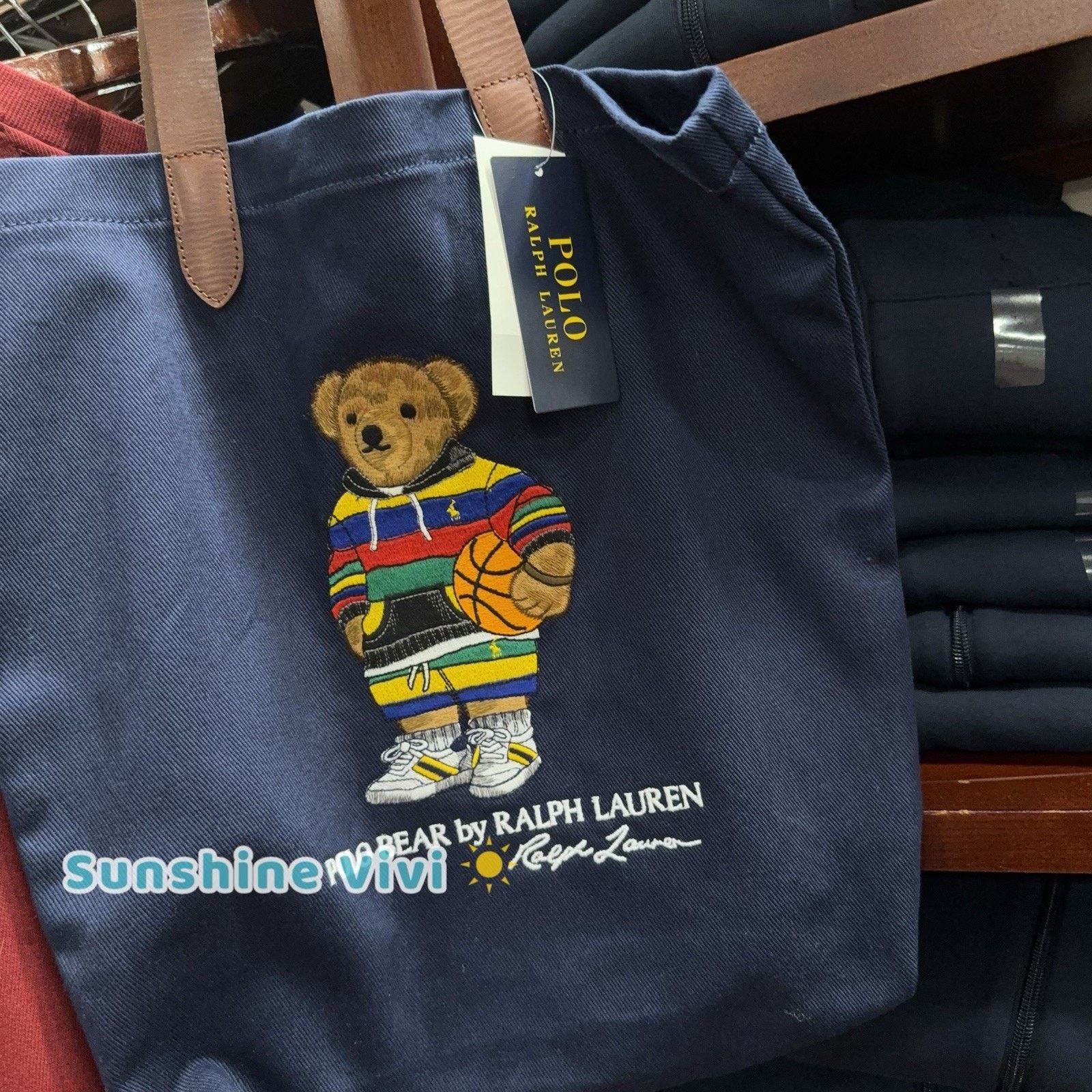 Polo Ralph Lauren NWT Polo Ralph Lauren Cotton Twill BEAR Tote Bag Navy Size ONE SIZE - 2 Thumbnail