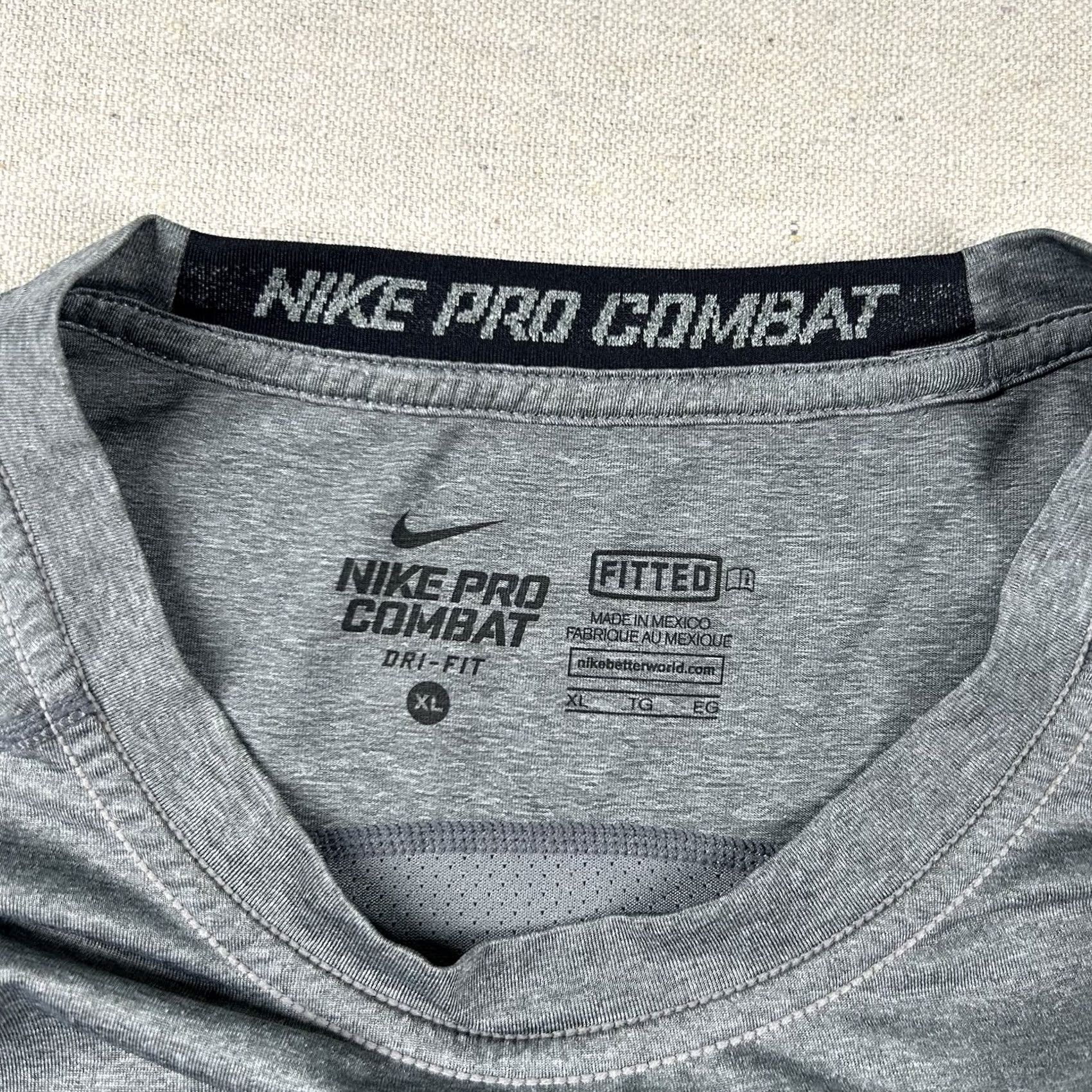 Nike Nike Pro Combat Shirt Mens XL Fitted Long Sleeve Gray Performance Gym Training Size US XL / EU 56 / 4 - 3 Thumbnail
