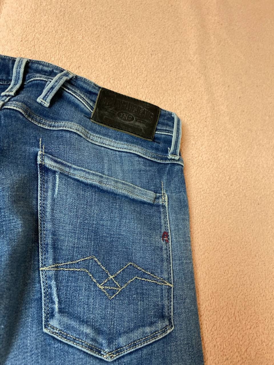 Replay × Vintage Replay Anbass Slim Fit Mid Wash Jeans Blue Size US 33 - 7 Thumbnail