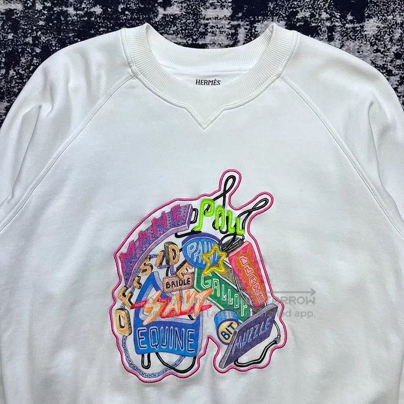 Hermes Hermes Colorful Letter Embroidered Sweatshirt Size S / US 4 / IT 40 - 2 Thumbnail