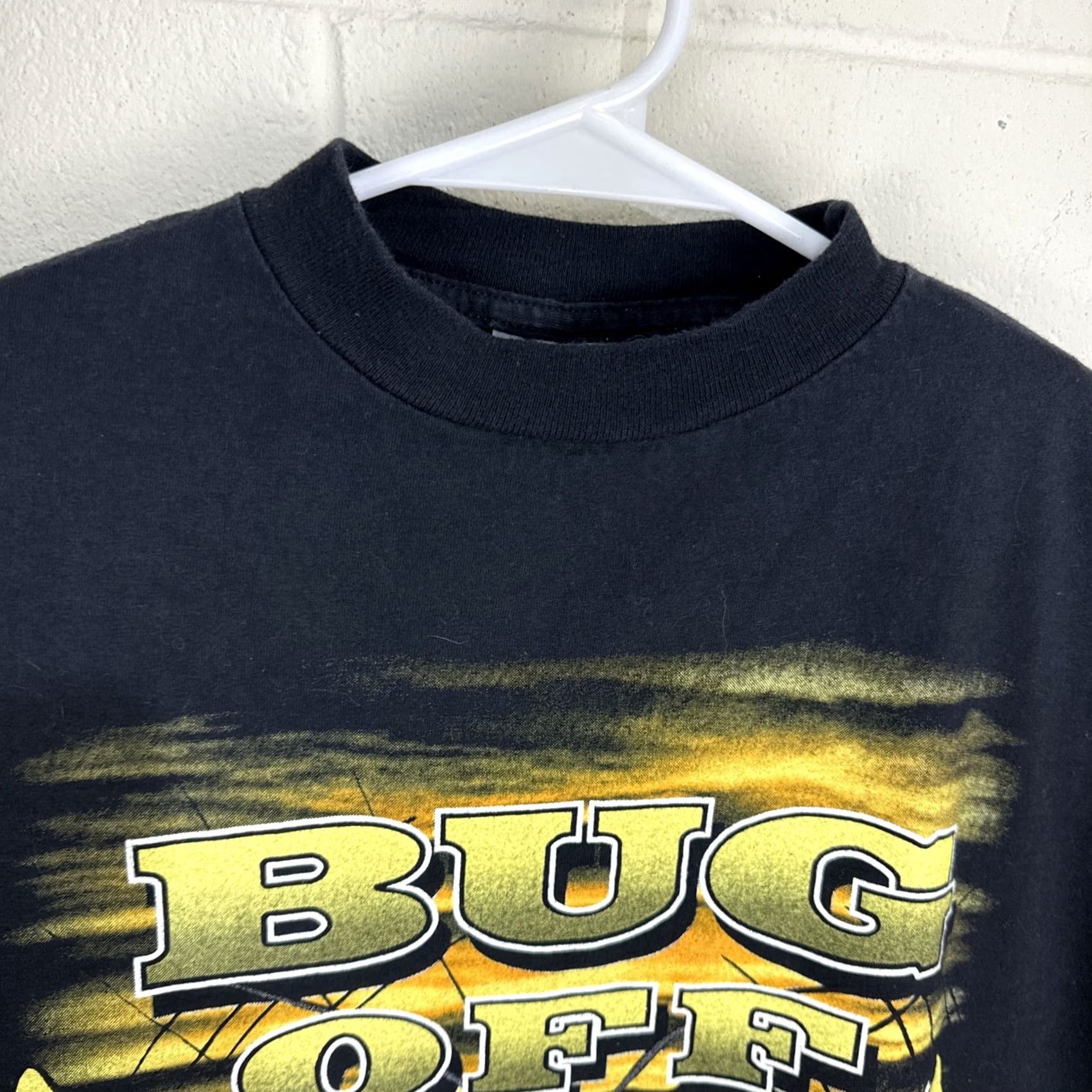 Tultex VINTAGE Yellow Jacket Hornet Bug Off T-Shirt Adult XL 90s Tultex Short Sleeve Black Mens Size US XL / EU 56 / 4 - 4 Thumbnail