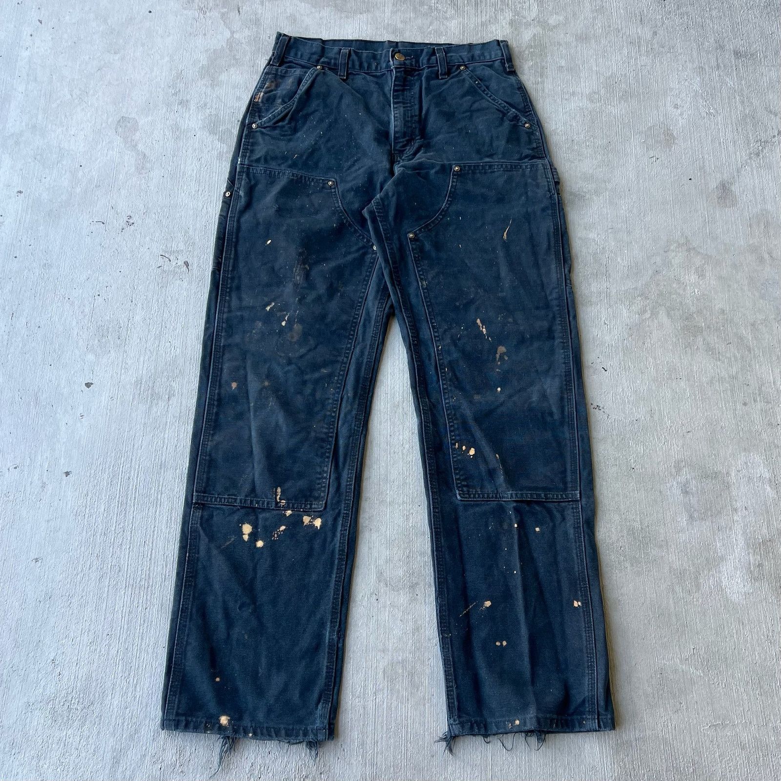 Carhartt × Vintage Carhartt faded black double knee work wear carpenter pants Size US 31 - 1 Thumbnail