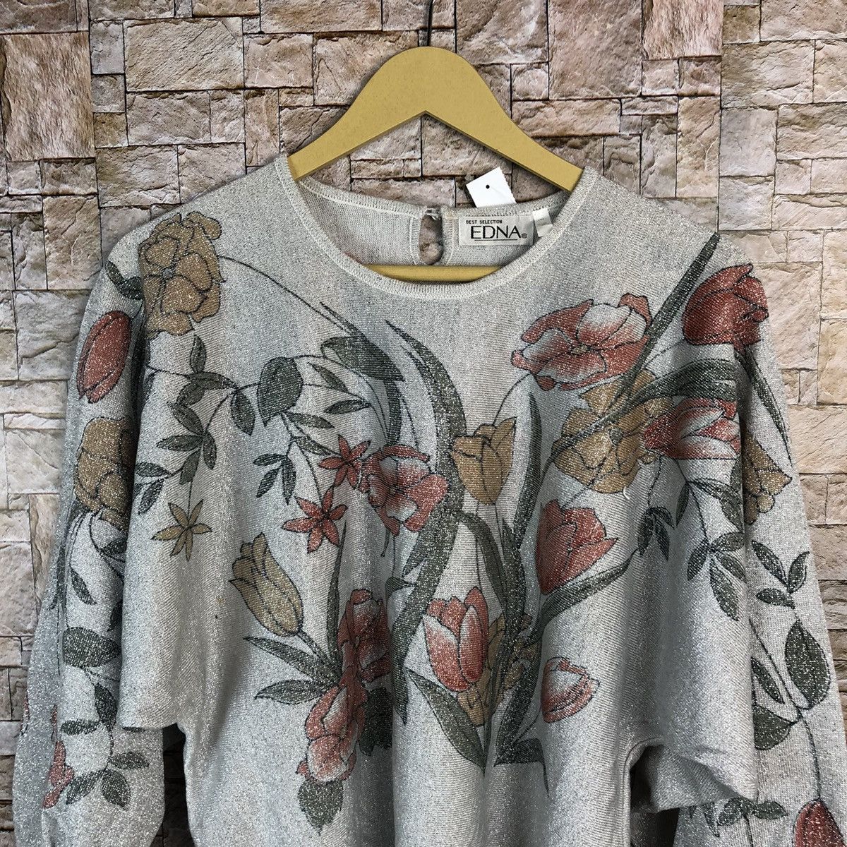 Homespun Knitwear × Japanese Brand × Vintage Edna vintage flower art design White Knitwear #A715 Size M / US 6-8 / IT 42-44 - 5 Thumbnail