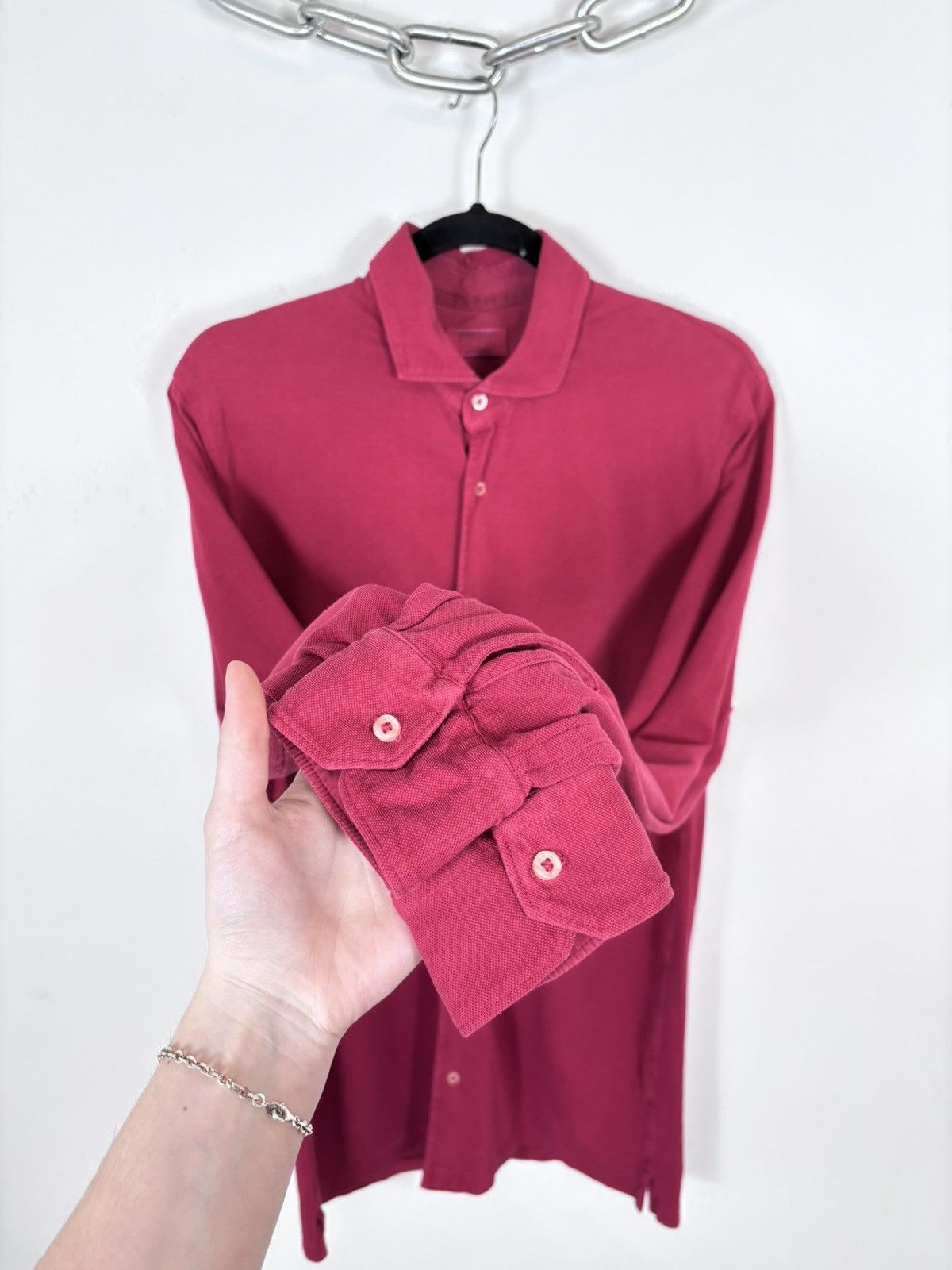 Gran Sasso Gran Sasso Vintage Men’s Red Long Sleeve Button Up Shirt Size US M / EU 48-50 / 2 - 6 Thumbnail