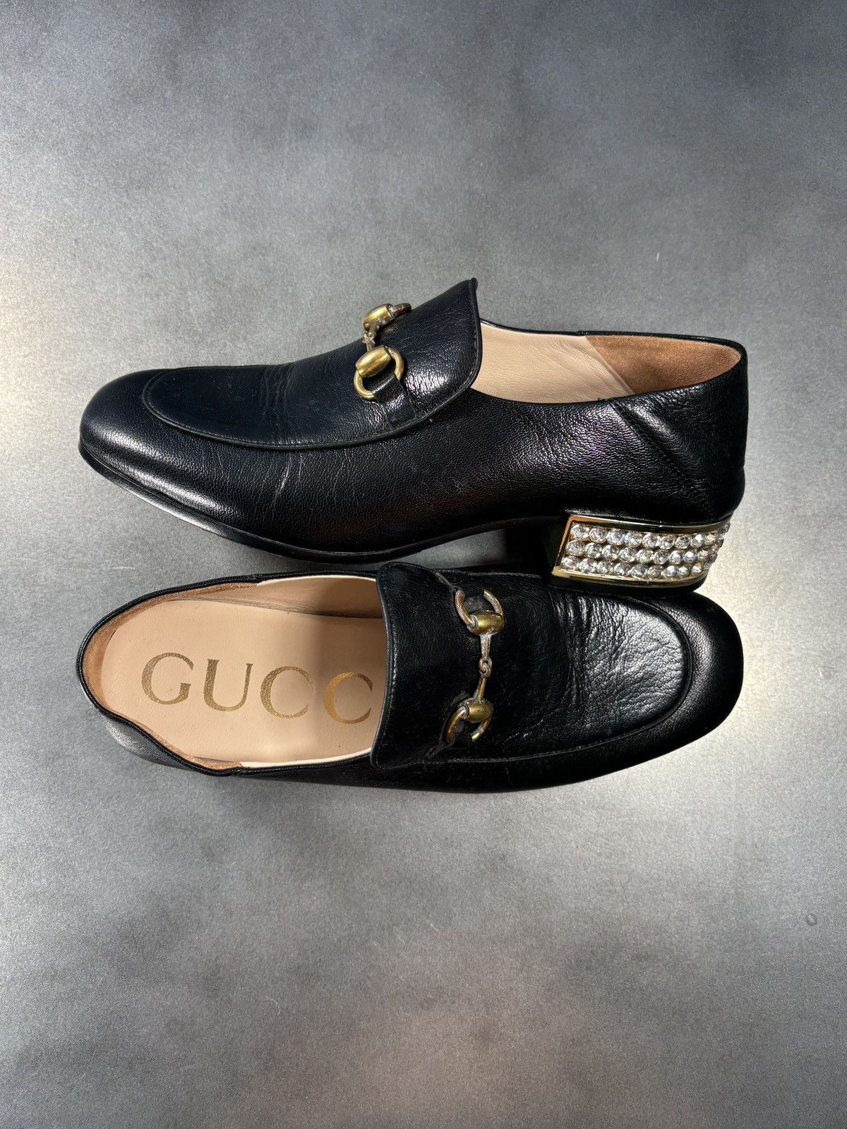 Gucci 2018 Gucci Horsebit Loafer Leather Mules Heels Crystal Jewel Size US 9 / IT 39 - 1 Thumbnail