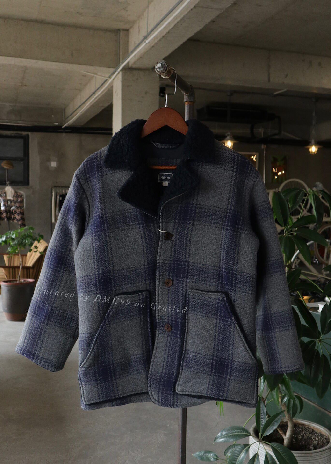 45rpm 45RPM Checked Wool Fur Collar Jacket Size US S / EU 44-46 / 1 - 1 Thumbnail