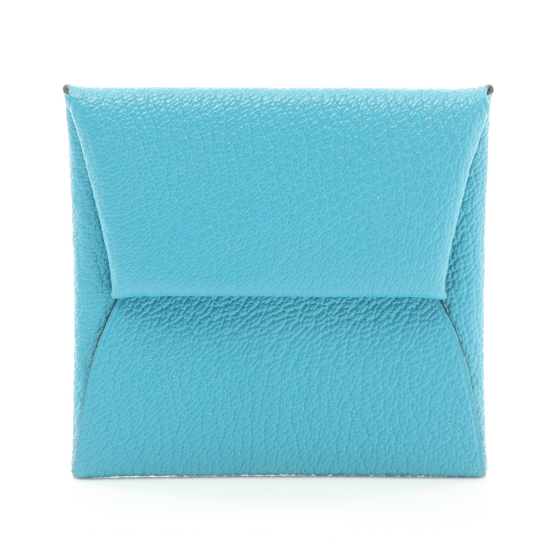 Hermes Hermes Bastia Turquoise Coin Purse Chevre Blue Silver Hardware Stamp Size ONE SIZE - 1 Thumbnail