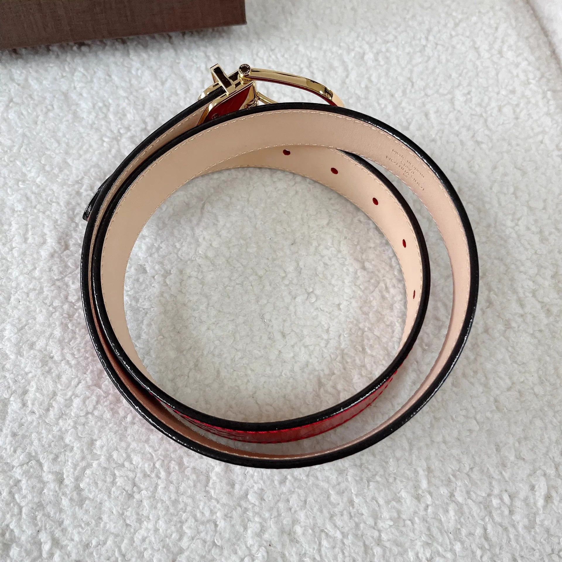 Louis Vuitton LV Red Patent Leather Belt Pre-owned 80/32 Size ONE SIZE - 4 Thumbnail