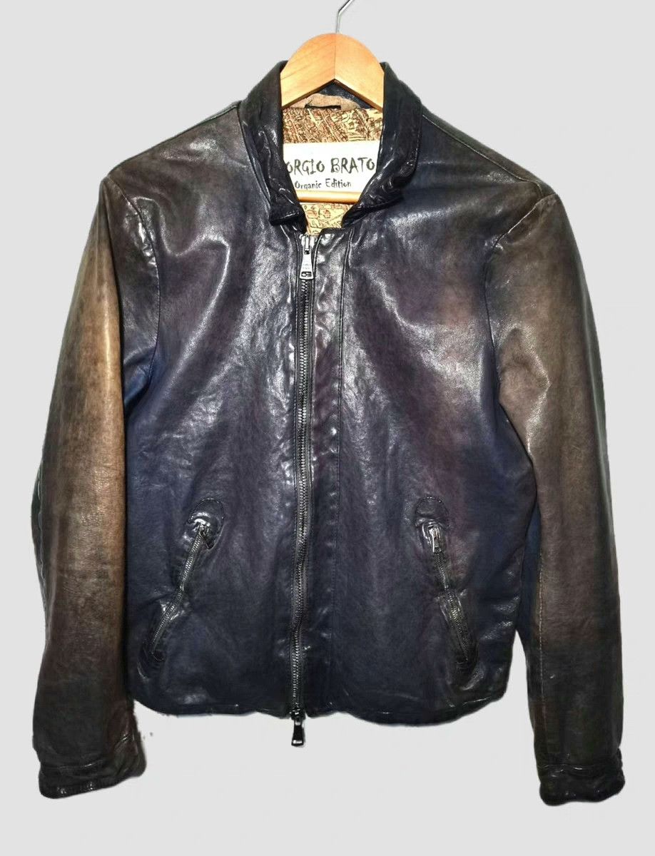 Giorgio Brato Giorgio Brato Vintage Blue Yellow Leather Jacket Size US S / EU 44-46 / 1 - 1 Thumbnail