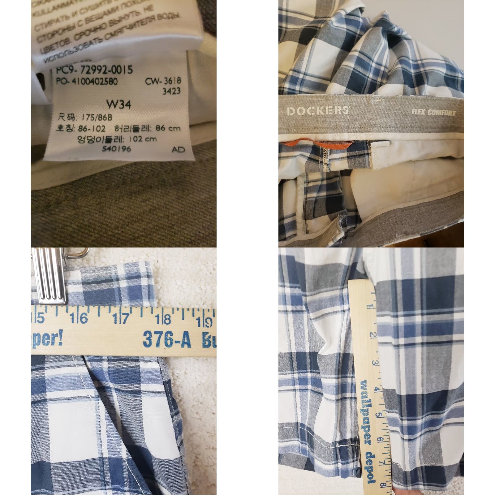 Dockers Dockers Shorts Men's 34x8 Plaid 100% Cotton Flat Front Casual Active Multicolor Logo Embroidered Relaxed Regular Inseam 8 in Cargo Pocket Beige? Size US 34 / EU 50 - 8 Thumbnail