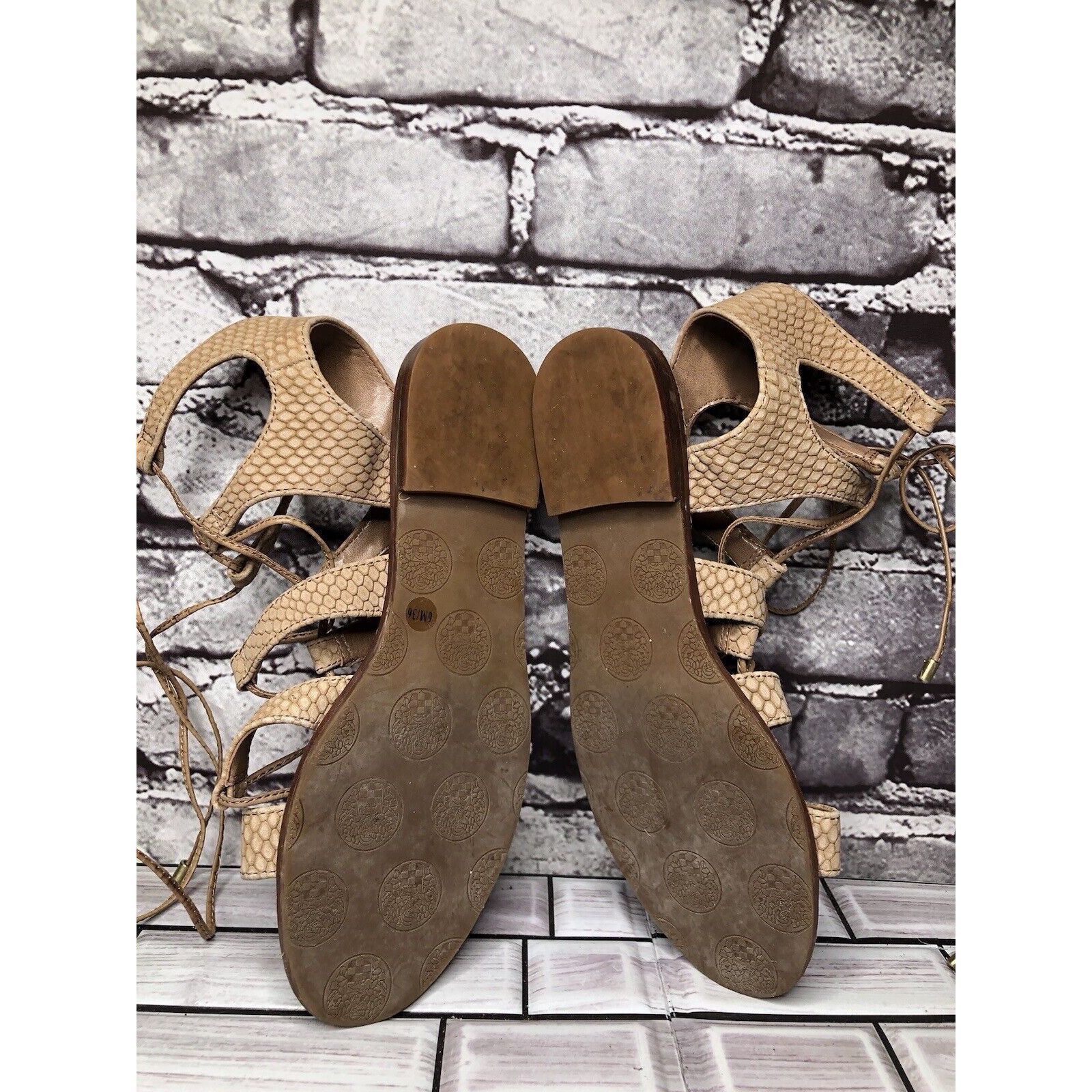 Vince Camuto Vince Camuto Tany Tan Leather Snake Print Gladiator Lace San Size US 6 / IT 36 - 9 Thumbnail