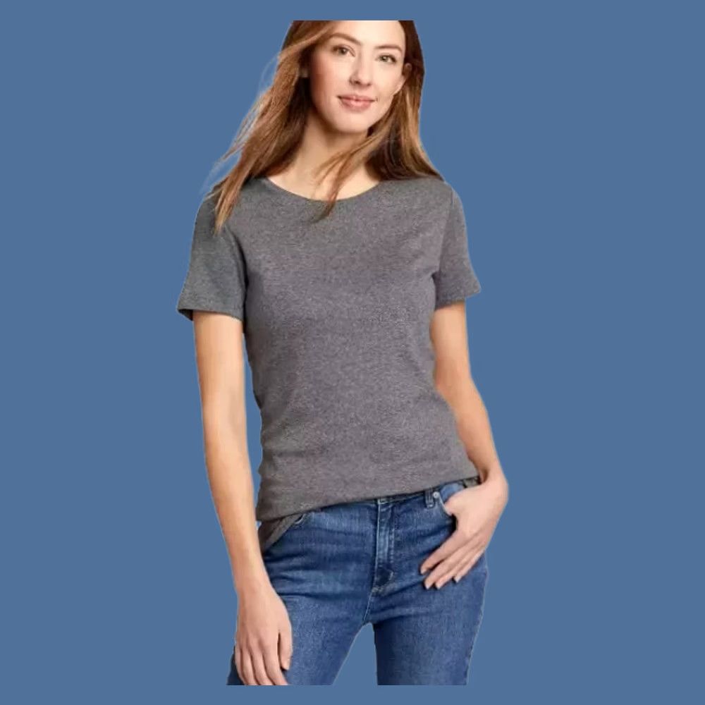 Eddie Bauer Eddie Bauer Womens T-Shirt 2XL Heather Gray Cotton Short Sleeves Crew Tee New Size XXL / US 16-18 / IT 52-54 - 1 Thumbnail