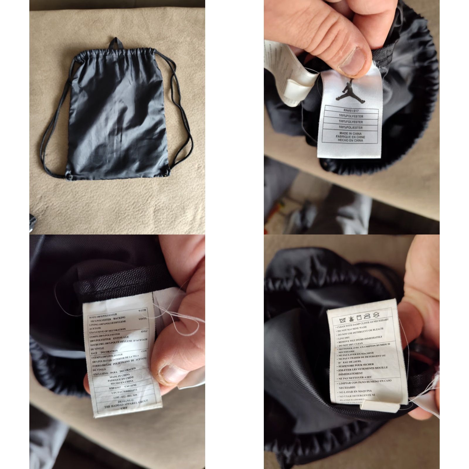 Jordan Brand Nike Air Jordan Jumpman Drawstring Sack Black Purple Size ONE SIZE - 8 Thumbnail