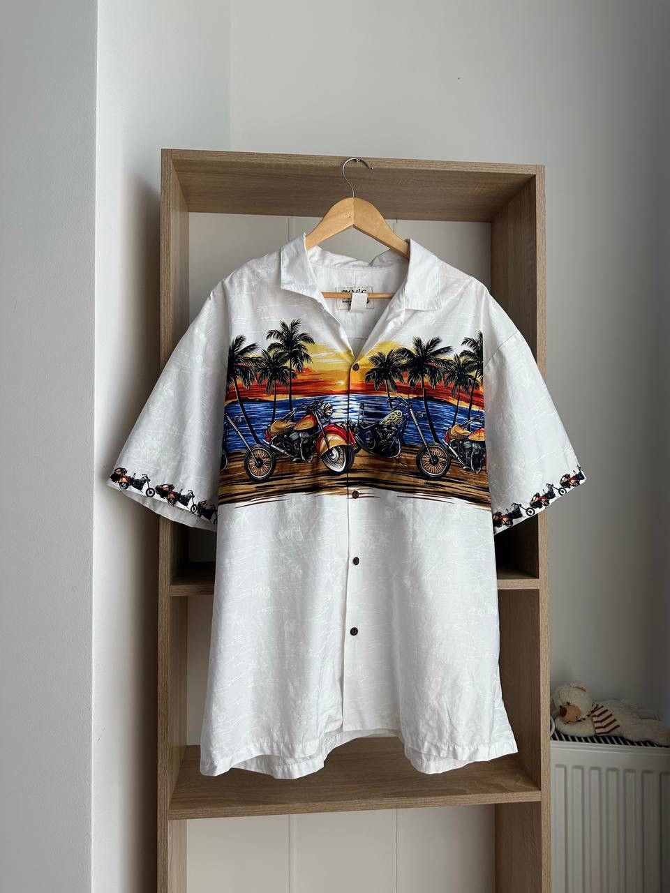Japanese Brand × Vintage Vintage Ky’s Aloha Hawaiian Motorcycle White Shirt Size US XXL / EU 58 / 5 - 3 Thumbnail