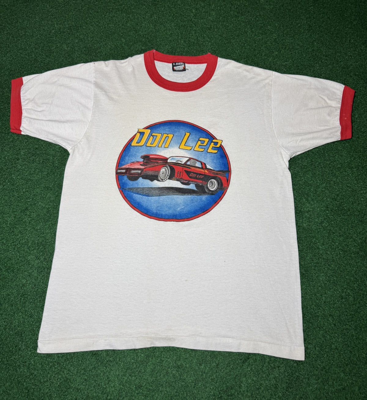 Vintage 90s Don Lee Muscle Car Drag Racing Grunge Ringer T Shirt Size US XL / EU 56 / 4 - 1 Thumbnail
