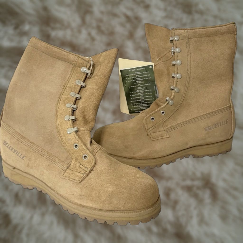 Vibram Belleville Boots Men's 11 R Gore-Tex Vibram Military Mid-Calf Tan Boots Waterproof Durable Size US 11 / EU 44 - 1 Thumbnail