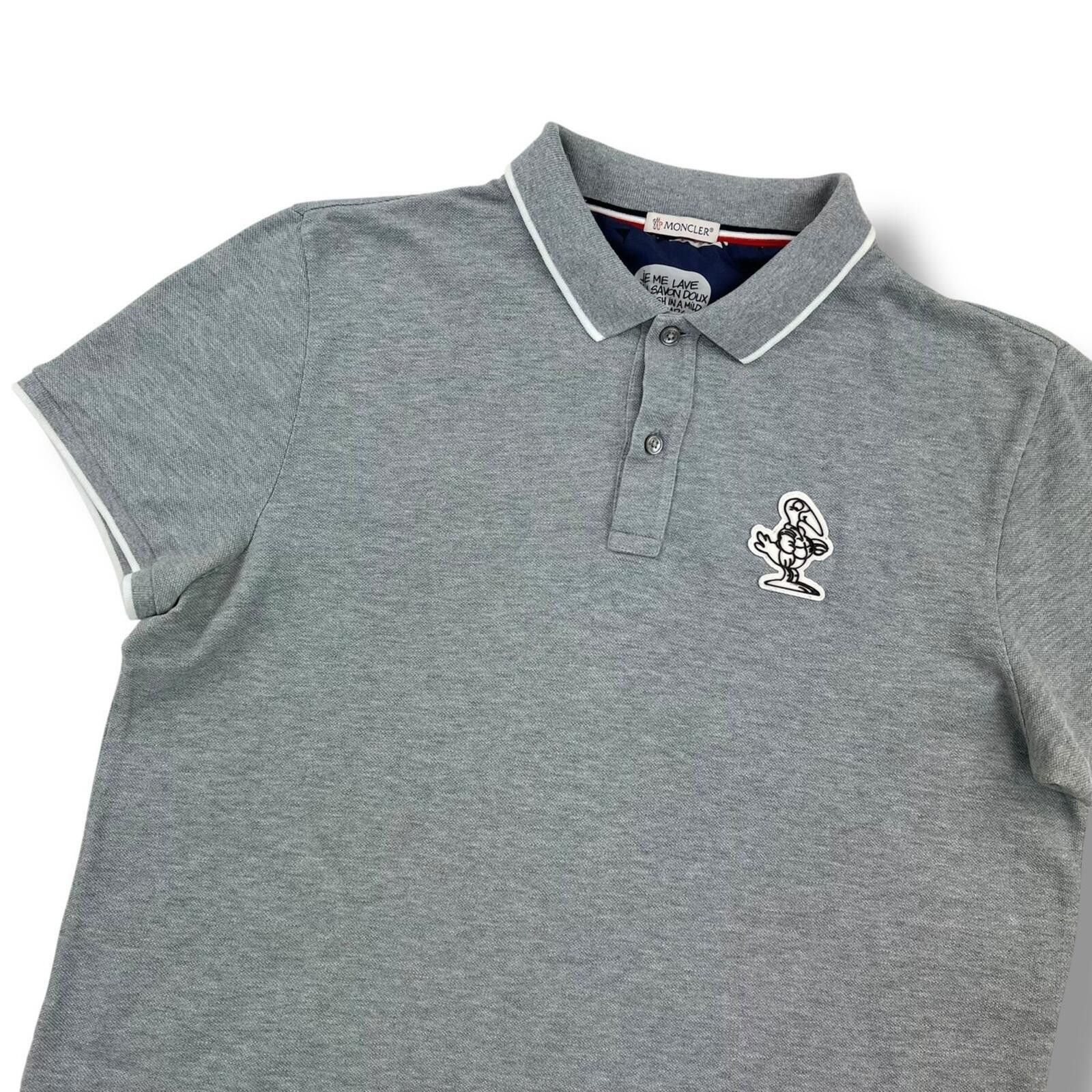 Moncler Moncler Character Rubber Logo Grey Polo Shirt Size US M / EU 48-50 / 2 - 1 Thumbnail