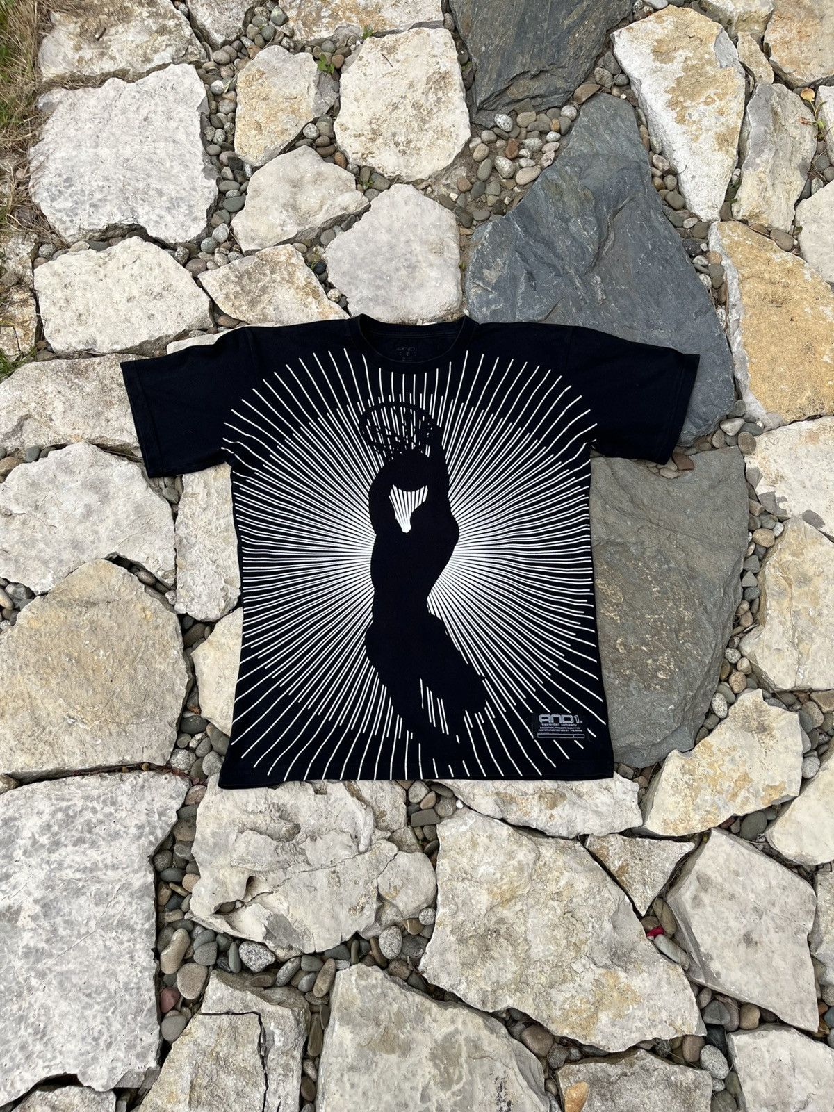 Vintage AND1 basketball full print logo y2k dunk Jordan tee