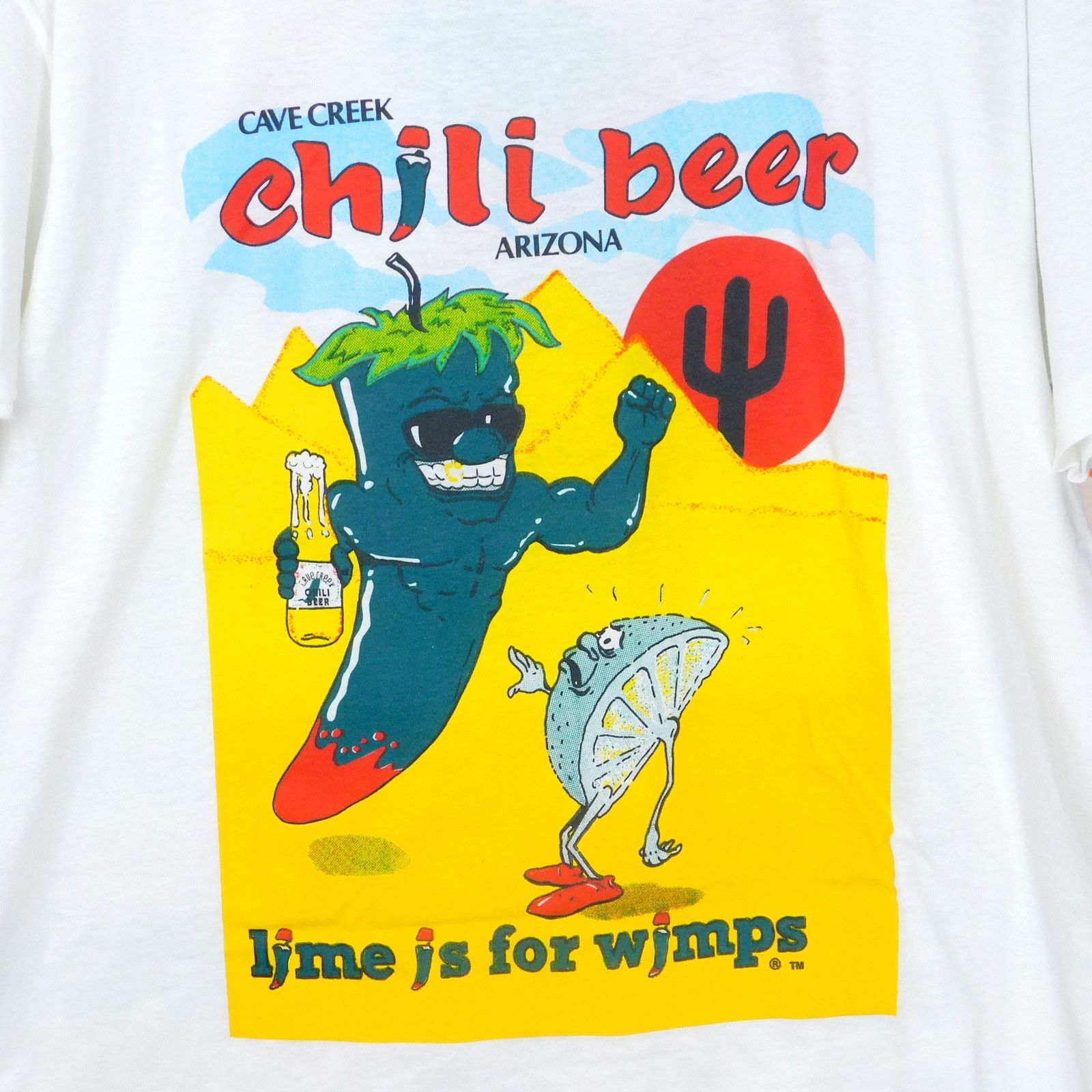Fruit Of The Loom 90s Cave Creek Chili Beer T Shirt Size L Double Sided SS Size US L / EU 52-54 / 3 - 4 Thumbnail
