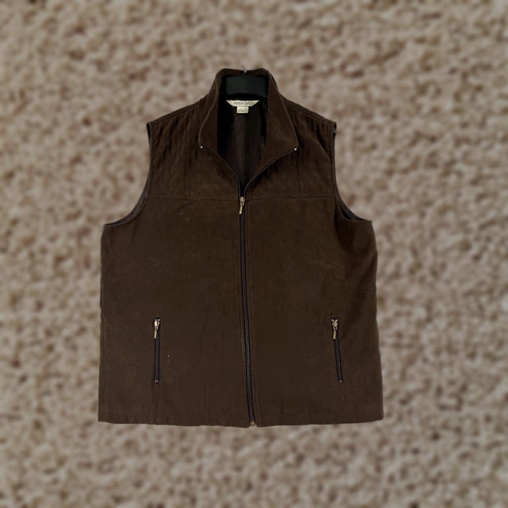 Vintage Allison Daley Vest Women 14 Brown Full Zip Pockets Polyester Blend Camping Hike Womens Size XL / US 12-14 / IT 48-50 - 1 Thumbnail