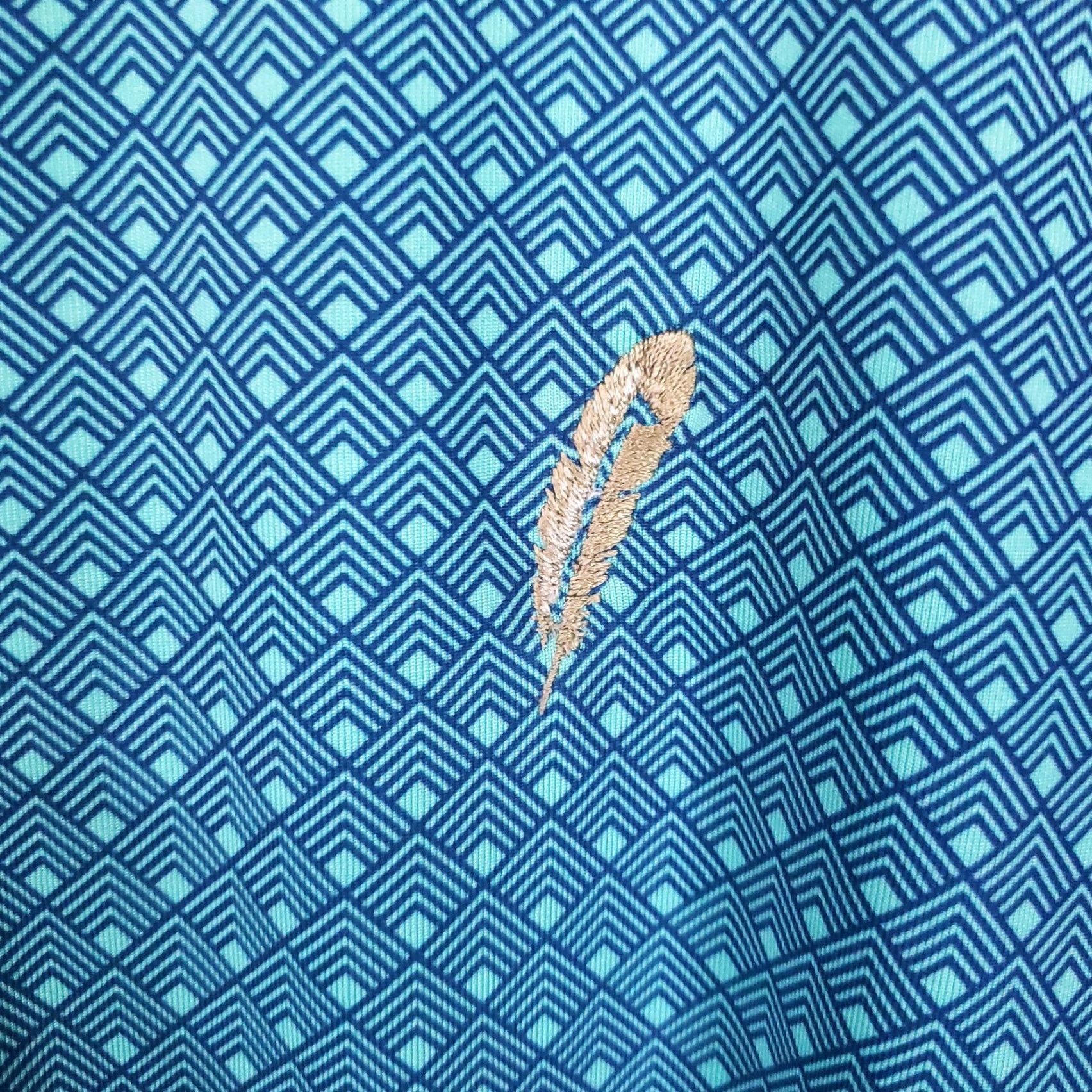 Vintage Greyson Polo Shirt Mens XL Blue Green Geometric Pattern Feather Logo Golf Performance Stretch Short Sleeve Polo Size US XL / EU 56 / 4 - 5 Thumbnail