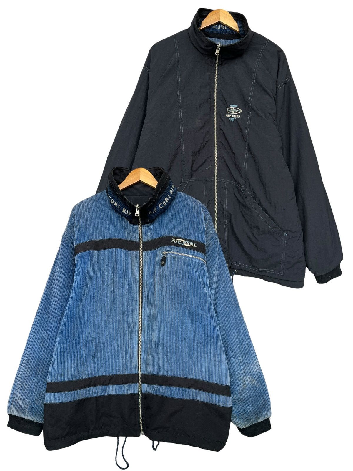 image of Billabong x Quiksilver Vintage Rip Curl Corduroy Reversible Jacket in Blue/Black, Men's (Size XL)