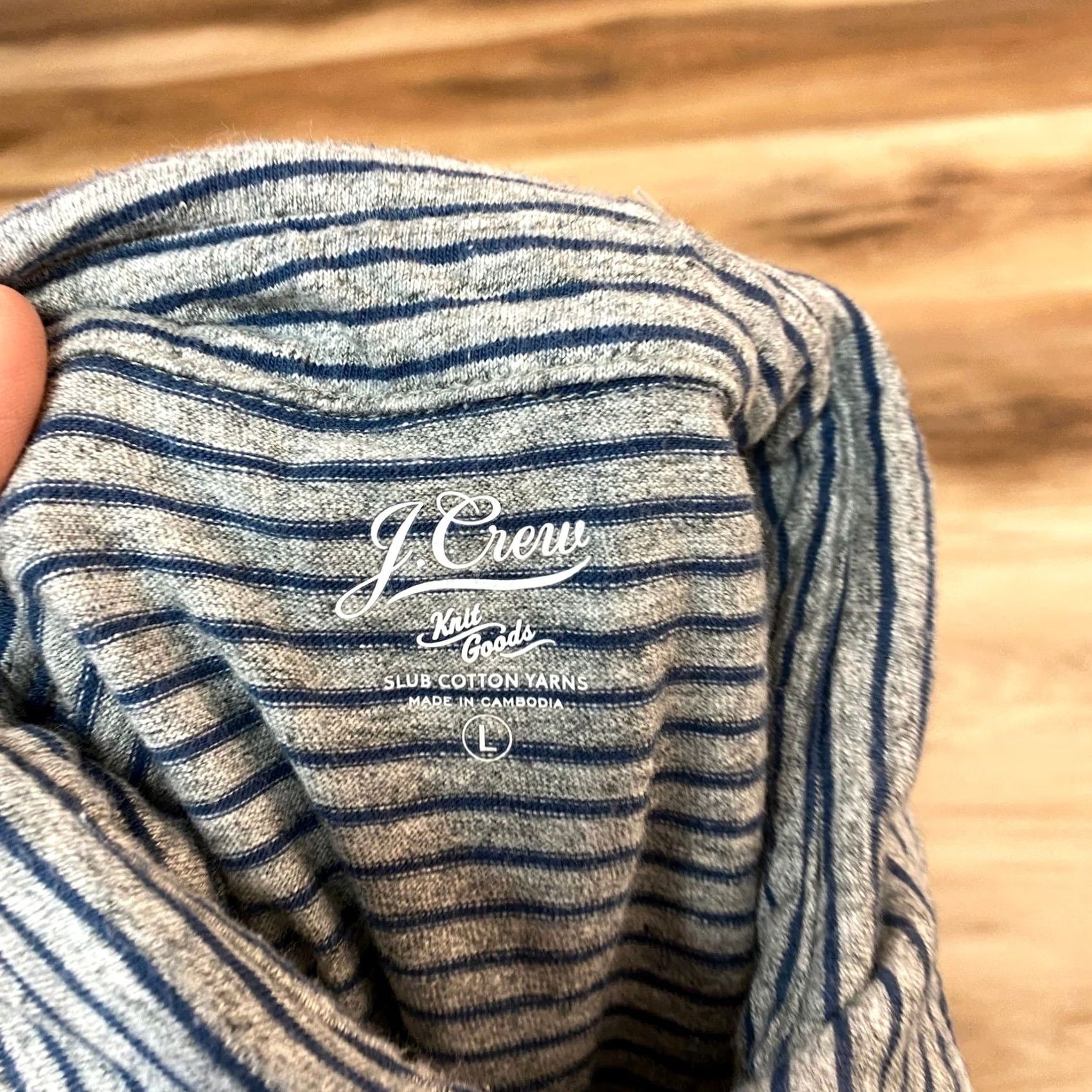 J.Crew J.Crew Polo Shirt Striped Slub Cotton Short Sleeve Gray Blue L Mens Size US L / EU 52-54 / 3 - 2 Thumbnail