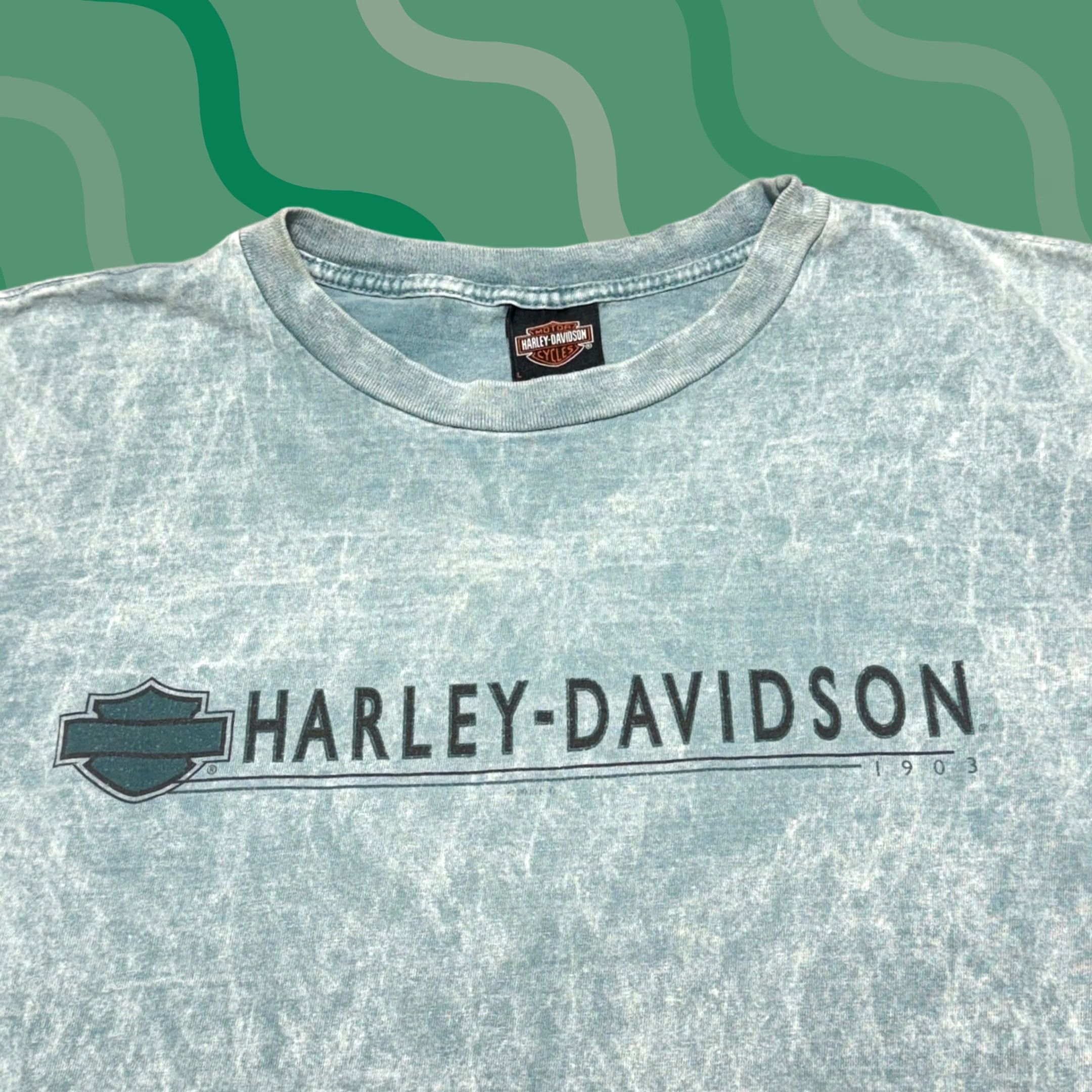 Harley Davidson Harley-Davidson T-Shirt Mens Large Blue Acid Wash Clermont Florida Vintage 2003 Size US L / EU 52-54 / 3 - 1 Thumbnail