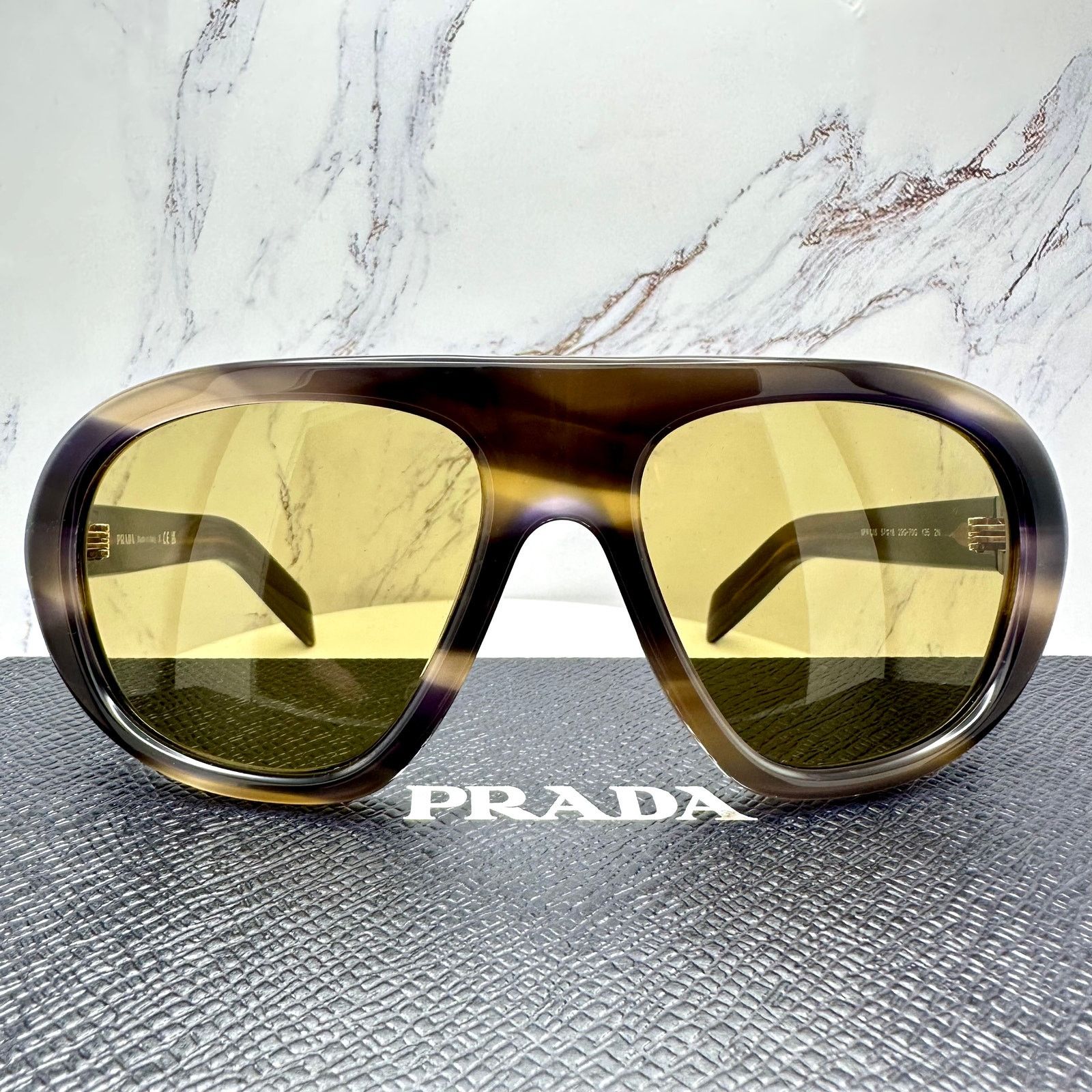 Prada New PRADA Sunglasses Brown Striped Laguna Aviator Shield Size ONE SIZE - 21 Thumbnail