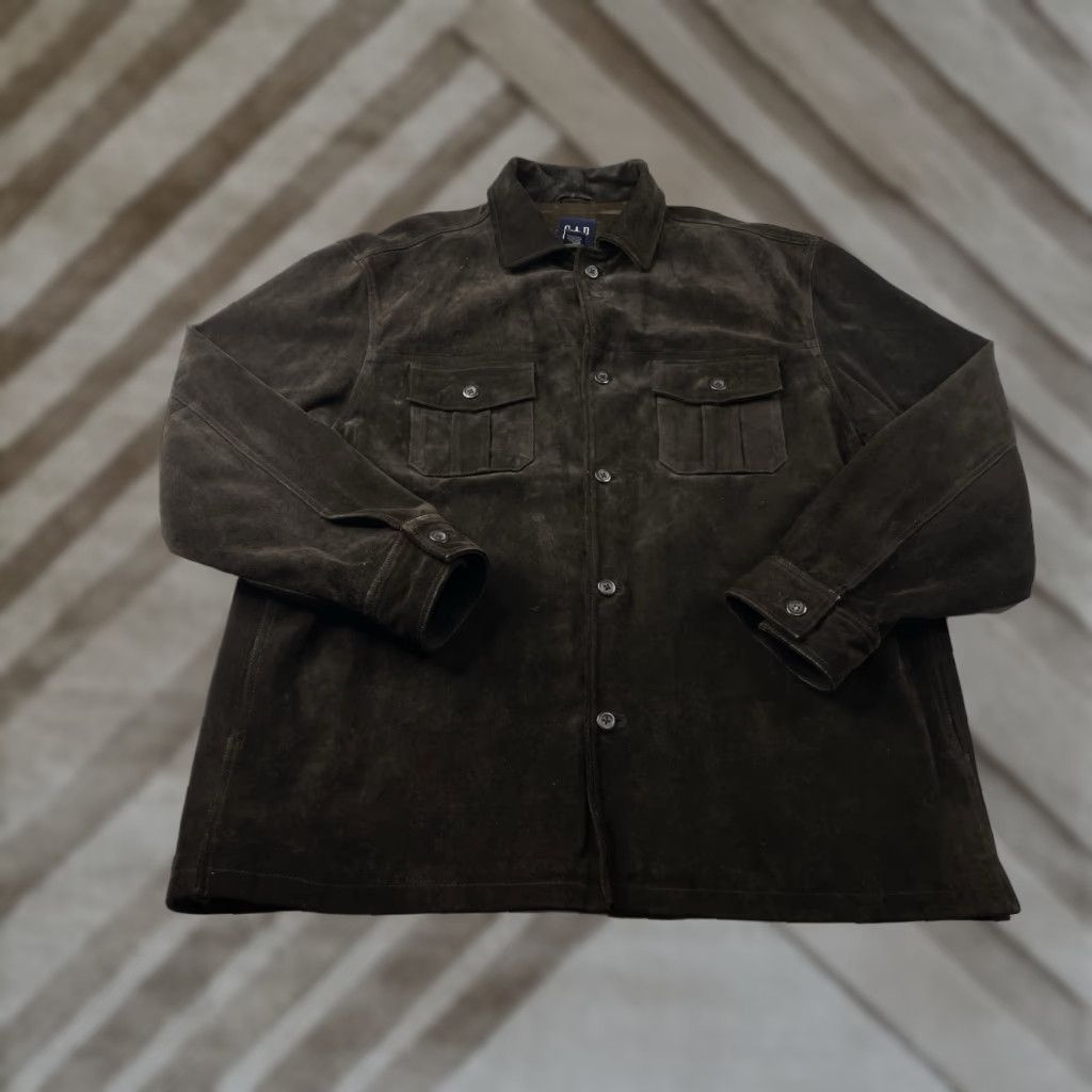 Gap VINTAGE GAP Suede Leather Jacket Coat Bomber Jacket Mens XL Dark Brown Leather Lining Heavy Button Y2K Size US XL / EU 56 / 4 - 1 Thumbnail