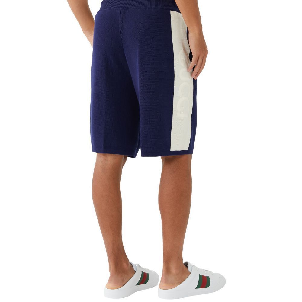 Gucci o1mt1gz0525 Cotton Knit Shorts in Blue/Ivory Size US 28 / EU 44 - 3 Thumbnail
