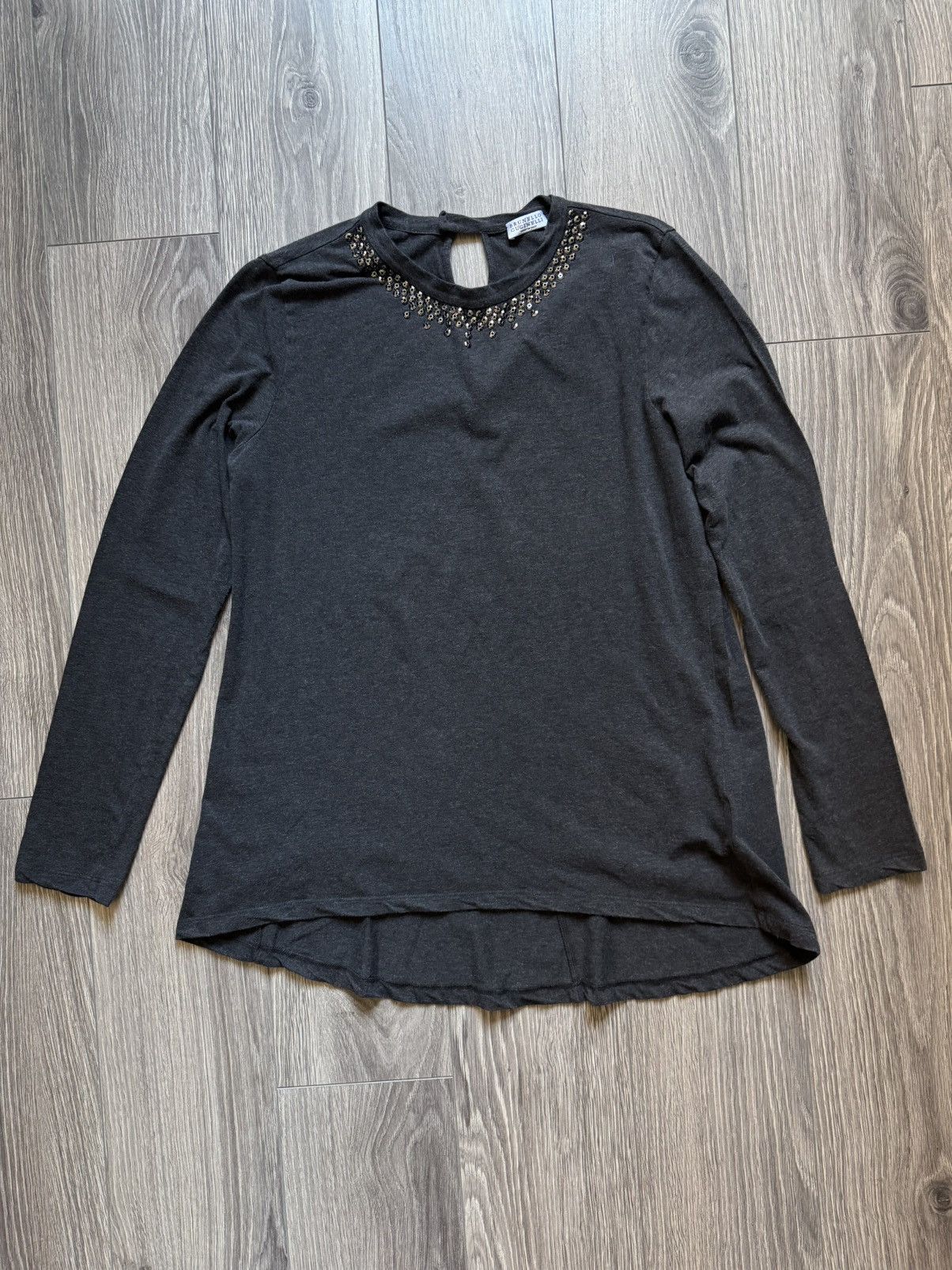 Brunello Cucinelli Brunello Cucinelli Gray Tunic Tee Xl with Swarovski Elements Size XL / US 12-14 / IT 48-50 - 3 Thumbnail