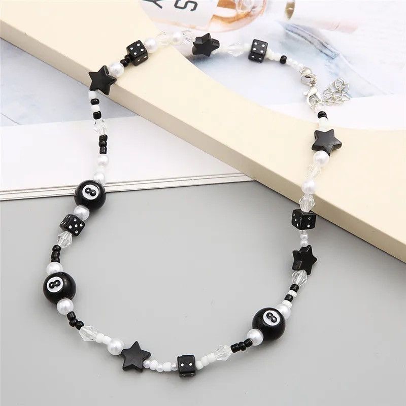 Jewelry 8 Beaded Initial Letters Pendant Chain Necklace Size ONE SIZE - 3 Thumbnail