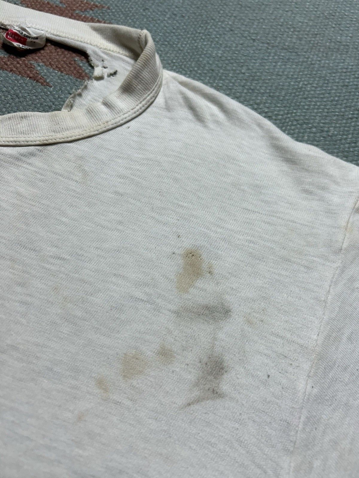 Vintage Vtg 1960s blank white t shirt Hanes soft cotton distressed M Size US M / EU 48-50 / 2 - 4 Thumbnail