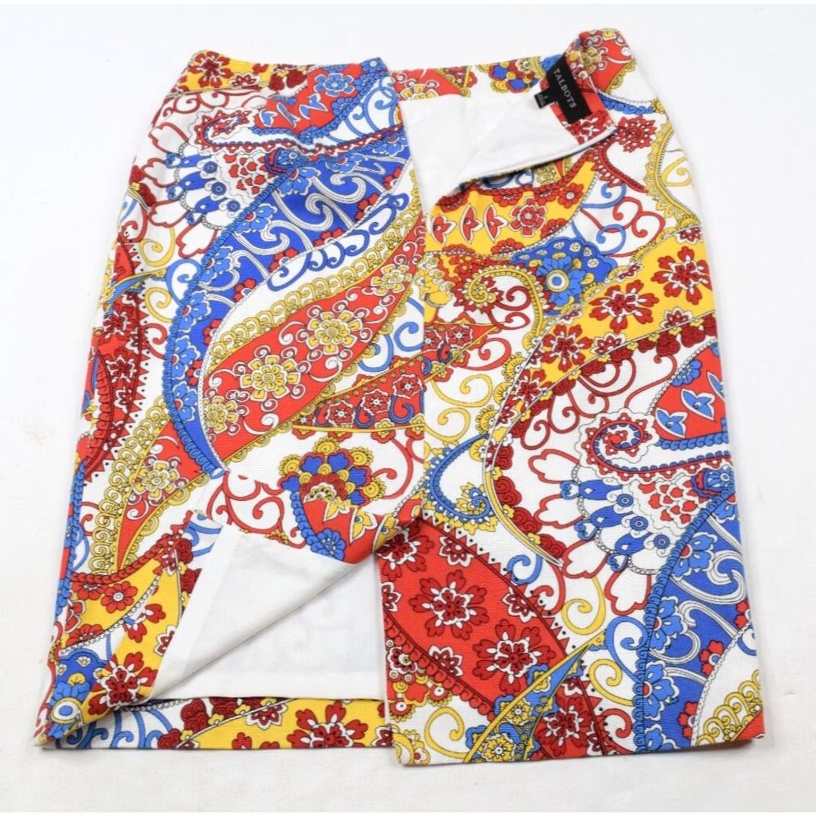 Talbots Talbots Skirt Womens 2 Pull On Pencil Paisley Lyocell Cotton White Multicolor Blue Red 90s? Size 26" / US 2 / IT 38 - 6 Thumbnail