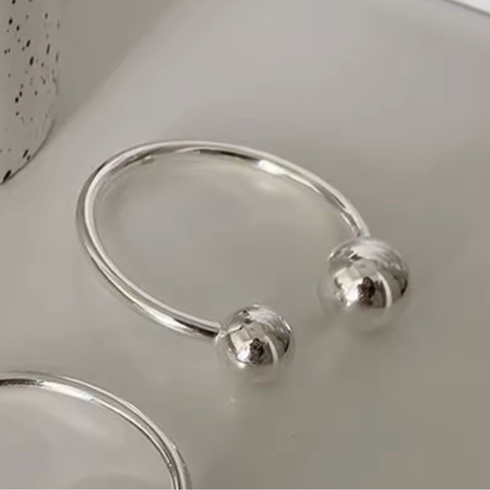 Other Sterling Silver Ball End Cuff Bracelet Size ONE SIZE - 4 Thumbnail