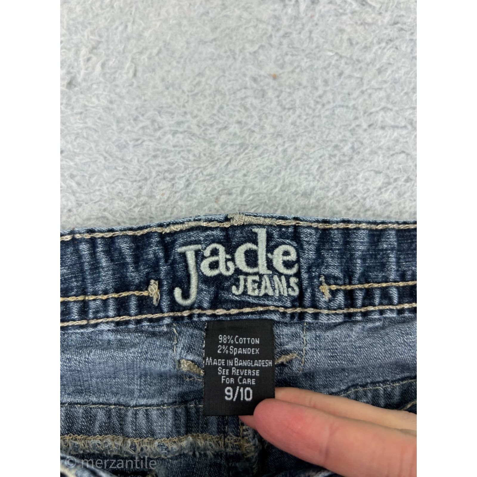 Denime Jade Jeans Blue Denim 9 Womens Low Rise Distressed Capri Cotton Size 30" / US 8 / IT 44 - 4 Thumbnail