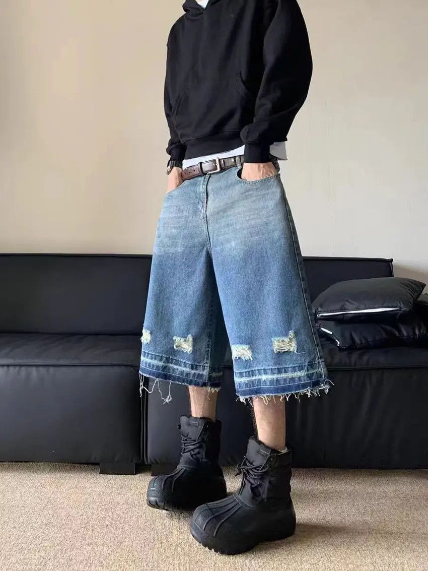 Designer × Japanese Brand Vintage washed baggy denim shorts Size US 32 / EU 48 - 2 Thumbnail