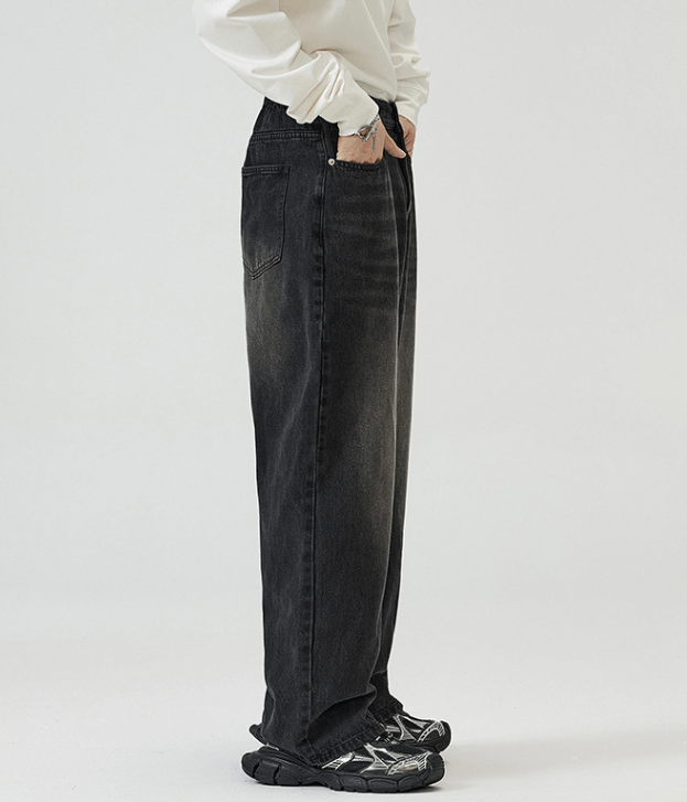 Japanese Brand × Jean Men's black washed vintage loose straight jeans Size US 32 / EU 48 - 3 Thumbnail