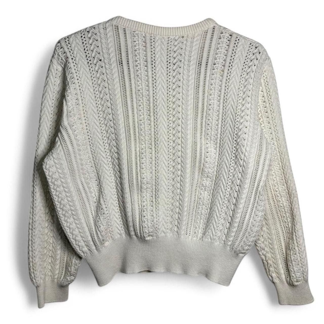 Vintage Vintage 1990s Cream Knit Boxy Cardigan Sweater Size S / US 4 / IT 40 - 5 Thumbnail