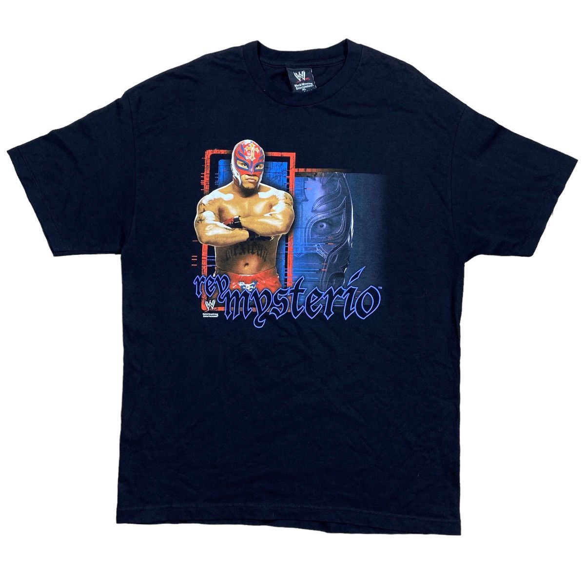 image of Vintage Wwe Rey Mysterio Wrestling Shirt in Black, Men's (Size XL)