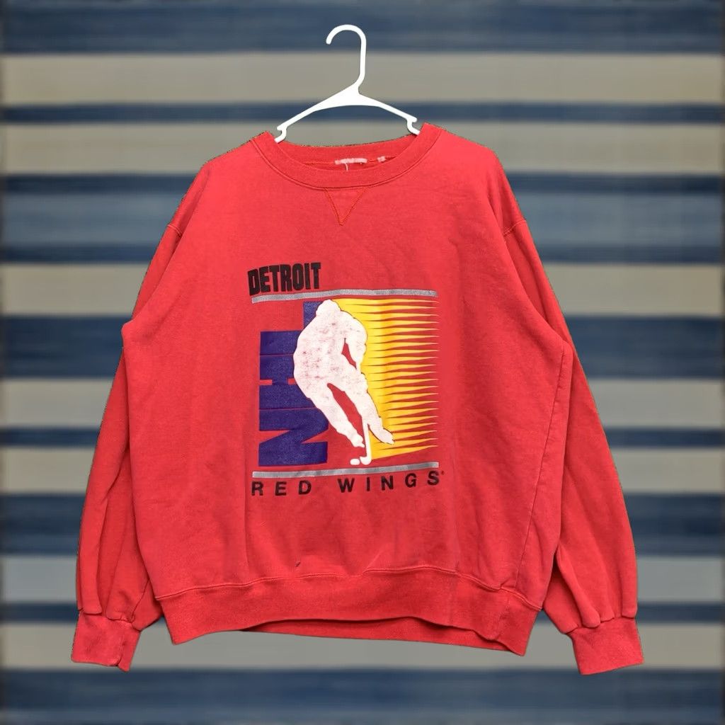 NHL VINTAGE Lee Sport Detroit Red Wings Sweatshirt Mens L Crew NHL 90s Red Nike? Size US L / EU 52-54 / 3 - 1 Thumbnail