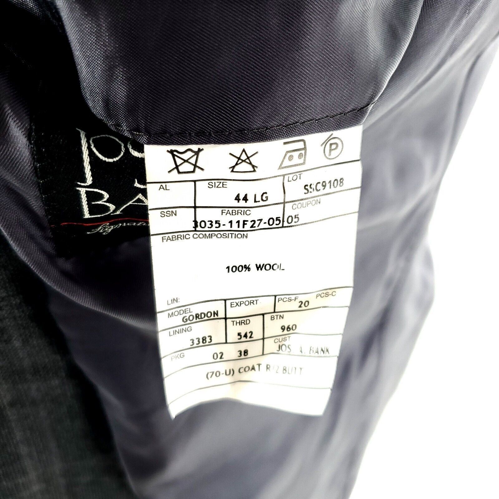Jos. A. Bank Jos A Bank Signature Wool 2 Button Sport Coat 44L Gray Windo Size 44L - 8 Thumbnail