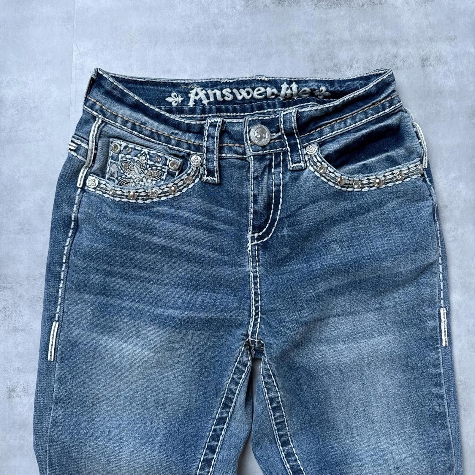 Other Y2K Answer Me Embroidered Low rise Flared Jeans denim Size 25" / US 0 / IT 36 - 7 Thumbnail