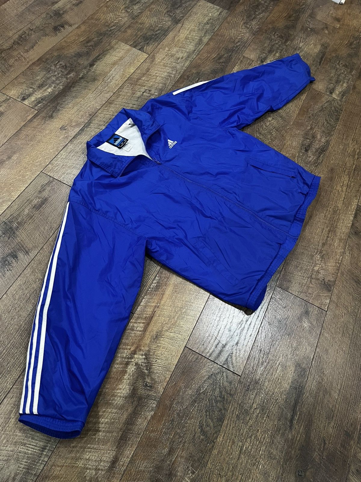 Adidas Vintage 90s Adidas Team Striped Windbreaker Blue Large Size US L / EU 52-54 / 3 - 2 Thumbnail